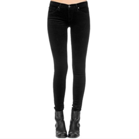 Ag Adriano Goldschmied Pants - AG Adriano Goldschmied black velour super skinny